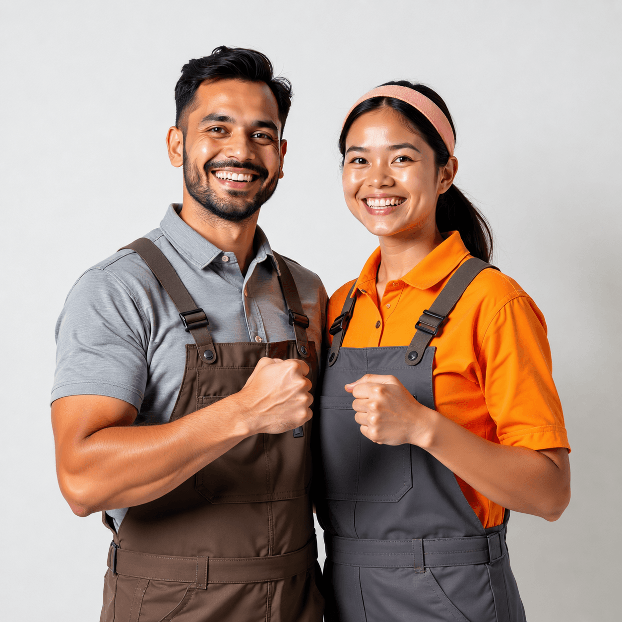 female-male-workers-wearing-work-clothes